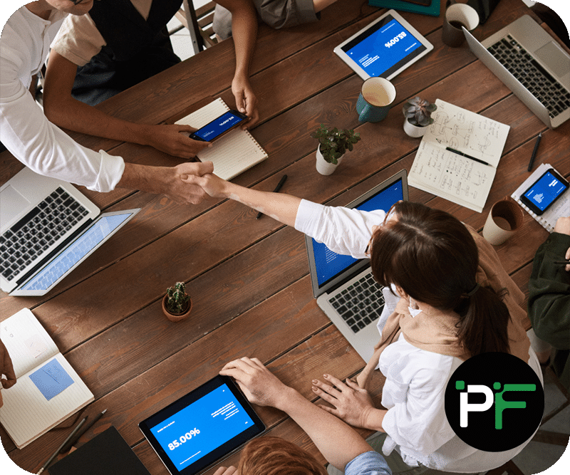 Pixel Fusion customers in conversation about bespoke software