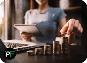 A neatly stacked pile of coins, symbolizing transparent and scalable pricing solutions for businesses.