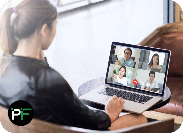 A software consultant engaged in discussion with clients, representing strategic guidance and expertise in software development consulting.