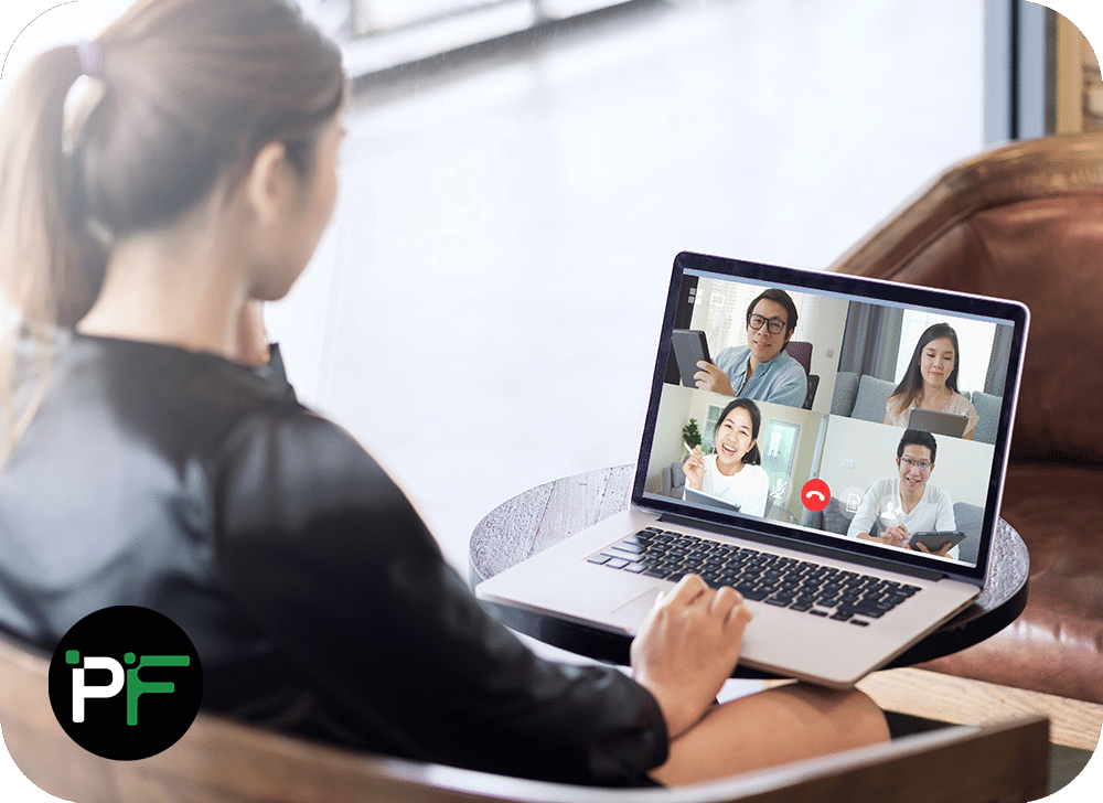 A software consultant engaged in discussion with clients, representing strategic guidance and expertise in software development consulting.