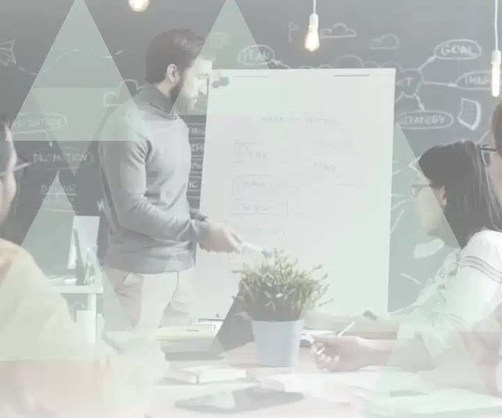 Solution architect leading a whiteboard session